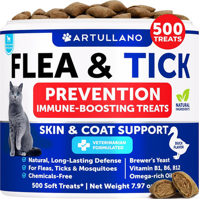 Cat Flea and Tick Chews - 500 Treats - Flea and Tick Prevention for Cats