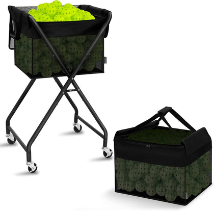 Foldable Tennis Ball Hopper Cart with Removable Ball Bag