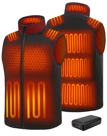 Men's Fleece Heated Vest with Battery Pack and 15 Heating Zones TD2500-L