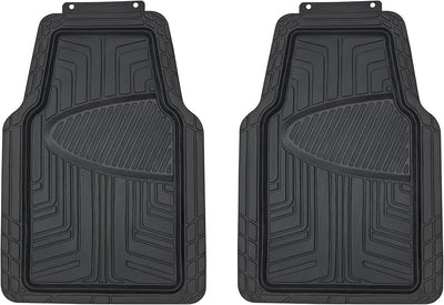 2-Piece Premium All-Season Anti-Slip Rubber Floor Mats for Cars, SUVs and Trucks, Universal Trim to Fit, Black