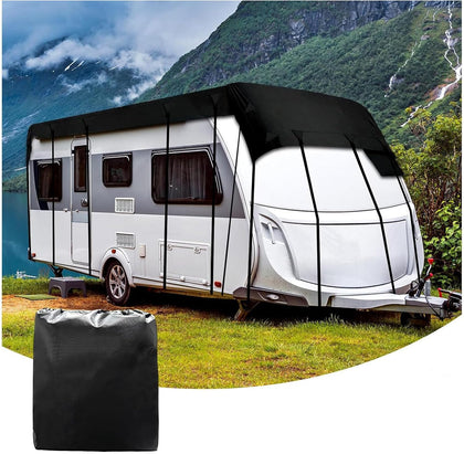 Trailer Cover 210D Oxford Cloth Camper Cover Waterproof Wind, Rain and Snow Proof Class A Rv Cover Travel Trailer