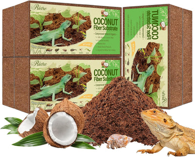 6 Pack Natural Coconut Fiber Substrate, Coco Coir Reptile Bedding