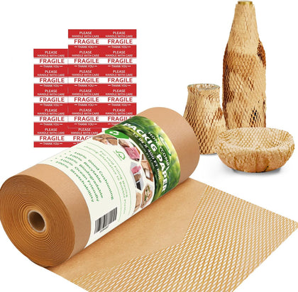 Honeycomb Packing Paper for Moving, Protective Wrapping Paper 12" x 400ft | kraft paper cushions glass, dishes