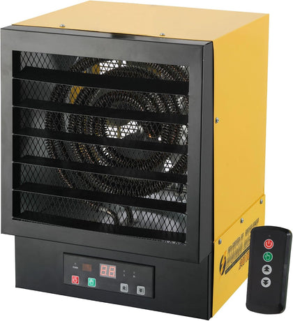 EWH5510 Electric Forced Air Heater with Remote Control 17,060 Btu, Yellow, Large | NO PLUG Hardwired Install