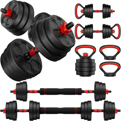 Adjustable Dumbbell Set, 20/33/45/70/90lbs Free Weight Set with Connector, 4 in1 Dumbbells Set Used as Barbell