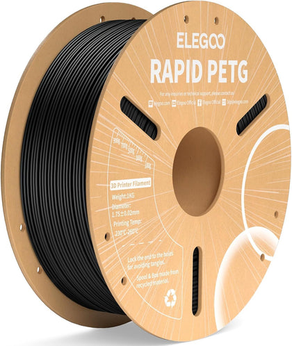 Rapid PETG Filament 1.75mm Black 1KG, High Speed 600mm/s 3D Printer Filament Dimensional Accuracy +/- 0.02 mm, 1kg