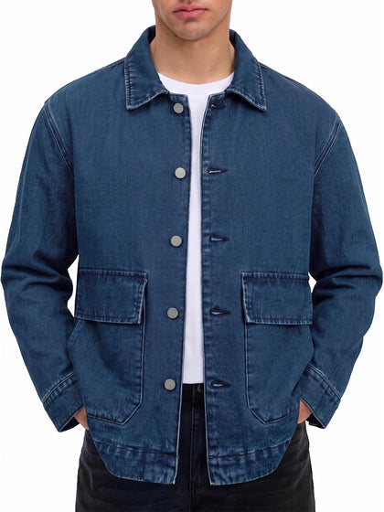 Men's Denim Jackets Workwear Utility Jacket Denim blue XL