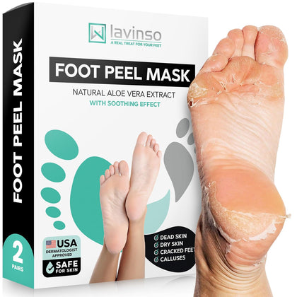 Foot Peel Mask for Dry Cracked Feet – 2 Pack Peeling Mask Removes Dead Skin and Calluses - Exfoliating for Soft Baby