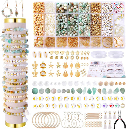 1927 PCS Jewelry Making Supplies Kit, Charm Bracelet Making Kit for Adults, Natural Stone Beads for Irregular Natural