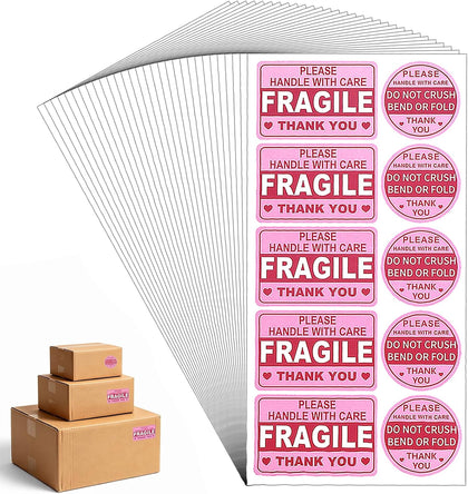 300PCS Fragile Stickers for Shipping, Handle with Care Labels for Box