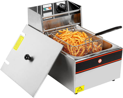 2500W 6L Single Tanks Electric Deep Fryer Professional Tabletop Restaurant Kitchen Frying Machine with 1 Basket