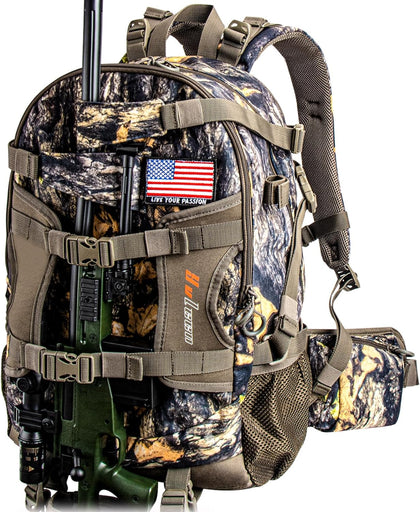 Hunting Backpack, Waterproof Camo Hunting Packs for Men, Durable Large Capacity Hunting Day Pack for Rifle Bow Gun