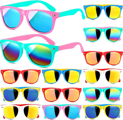 Kids Sunglasses Bulk Party Favors, 12Pack Valentines Day Gifts UV 400 Protection Neon Sunglasses for Boys and Girls
