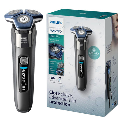 Philips Norelco 7200 Electric Shaver, Dark Chrome | 45 SteelPrecision Blades, SenseIQ Technology, Nano SkinGlide