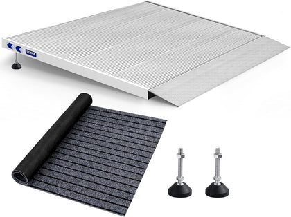 Adjustable Threshold Ramp for Doorways, 36" L×36" W & 3.2-7.1" Height