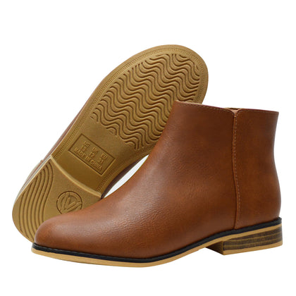 Girls Boots Ankle Boots for Girls Side Zipper Short Suede Booties Fashion Boots for Toddler/Little/Big Kids Brown US 13