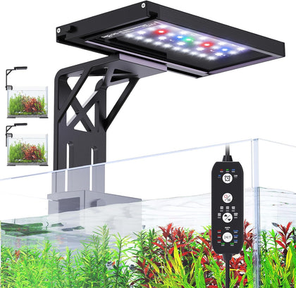 Clip On Aquarium Light for Plants-24/7 Fish Tank Light, 7-12 Inch | Led Aquarium Plant Light with Timer, Full