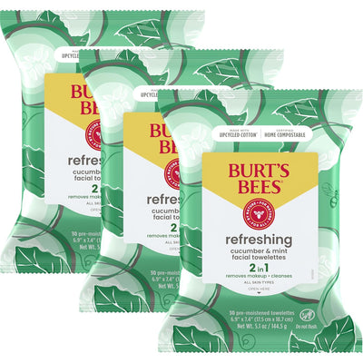 Cucumber and Mint Face Wipes, Refreshing Makeup Remover and Facial Cleansing Towelettes, 99 Percent Natural Origin