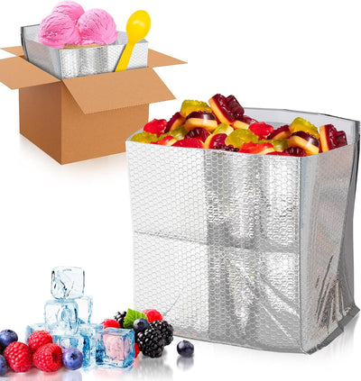 Insulated Box Liners, 6 x 6 x 6 Inch Thermal Shipping Bags, Self Seal Foil Bubble Pouches for Hot and Cold Food