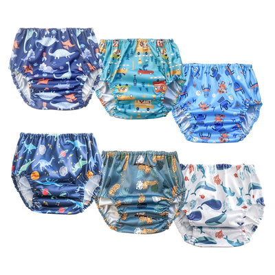 6 Packs Waterproof Rubber Training Pants for Toddlers Potty Training Pants & Good Elastic and Breathable Waterproof