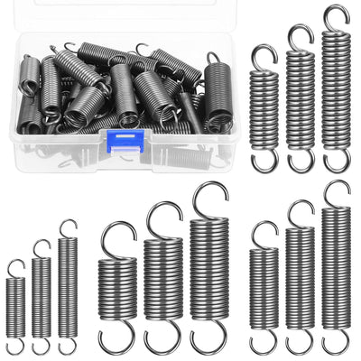 36pcs Stainless Steel Extension Springs with Opening Hook Sets 12 Sizes Small Spring Tension Spring Wire Assortment