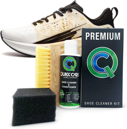 QuickCare Premium Shoe Cleaner with Conditioner, Brush & Sponge, Ultimate Cleaning Shoes Kit for Sneakers, Leather
