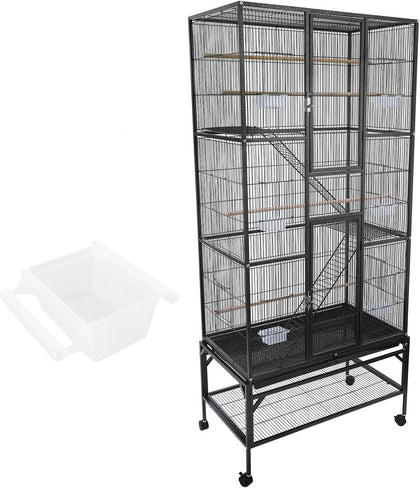 Professional Bird Keeper Cage, 31x18x69.5in Extra Large Vertical Flight Cage, Low-Carbon Steel Frame with Full