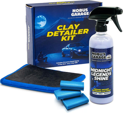 Clay Mitt & Clay Bars Auto Detailing Kit with Waterless Car Wash Ceramic Detail Spray - Car Detail Spray & Lubricant