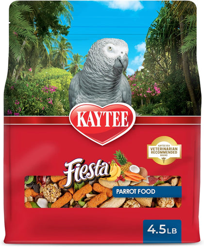 Fiesta Parrot Food for Large Birds, 4.5 Pounds | Fun feeding. Bird food with fruits, veggies, grains. Bird seeds