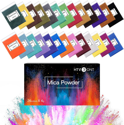 Mica Powder for Resin 104g - 26 Colors Epoxy Pigment Dye | Cosmetic Grade Mica Powder for Soap Making, Candle Making