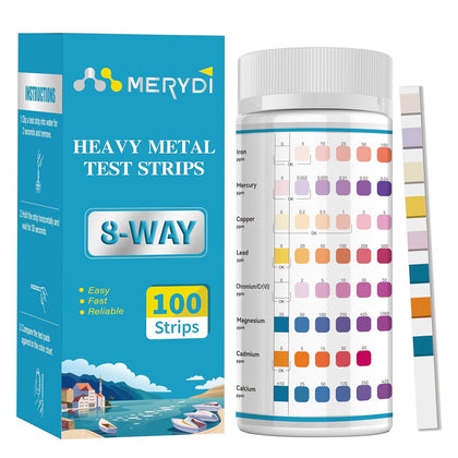Heavy Metals Water Test Strips (8 Tests) - 100ct Home Water Testing Kit