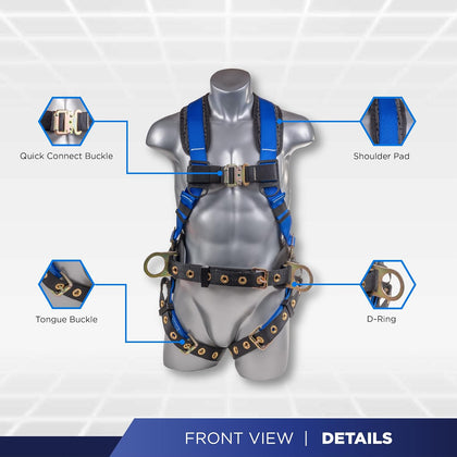 Palmer Safety Premium Fall Protection Roofing Bucket Kit I Full Body Safety Harness, 50' Vertical Rope, Anchor Set I