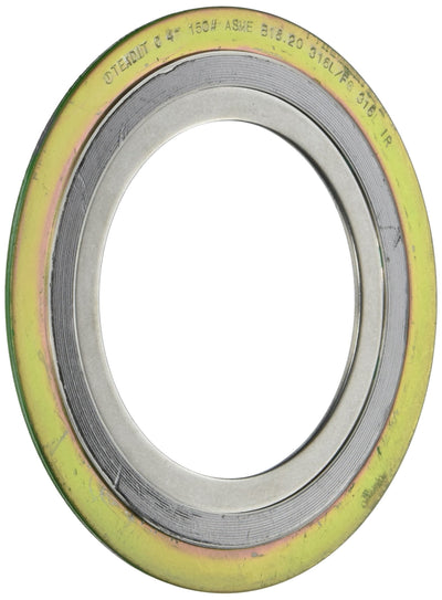 Lamons Sterling Seal and Supply, Inc. API 601 9000IR4316GR150 Spiral Wound Gasket with 316SS Inner Ring, 4" Pipe Size x 150# Class Flange x 316SS/Flexible Graphite