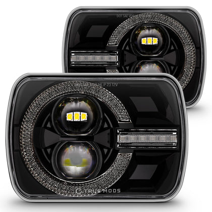 TRUE MODS 7x6 5x7 LED Headlights H6054 H4 2B1 for Vans Trucks DOT Approved