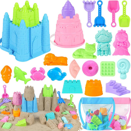 Beach Toys,Sandcastle Building Kit,Outdoor Toys for Kids Ages 3-10 | Creative Sand Toys with Stack Castle