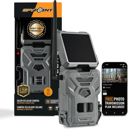Flex-S-Dark Solar Cellular Trail Camera – Built-in Solar Panel, 40MP Photos, 1080p Videos + Sound, No-Glow Game