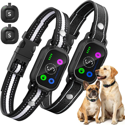 Bark Collar with Remote Tag 2 Pack, Automatic & Manual Dog Bark Collar, Humane Progressive Training System with Shock