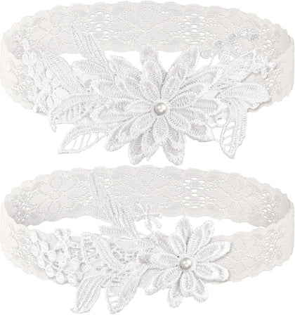 Wedding Garters for Bride Lace Garter Set with Faux Pearl