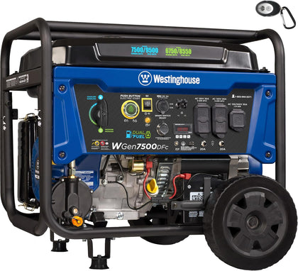 9500 Peak Watt Dual Fuel Home Backup Portable Generator, Electric Start, Transfer Switch Ready, Gas & Propane