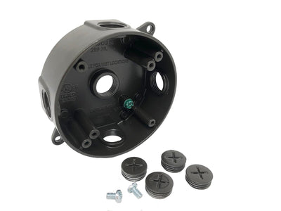 5 Hole 1/2-Inch Holes Weatherproof Round Electrical Outlet Box with 5 Outlet Holes, 1/2" Dia, UL Listed, Bronze