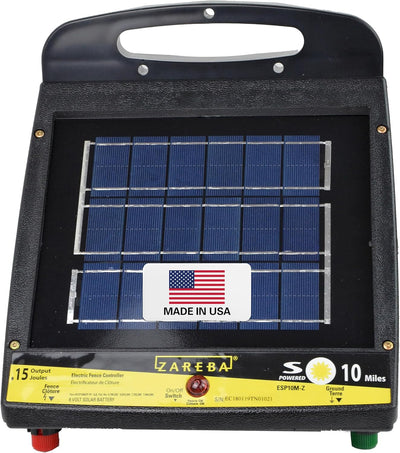 10 Mile Solar Powered Low Impedance Electric Fence Charger | Contain Cattle, Horses, Goats, & Livestock, 0.15 Output