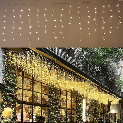 LED Ceiling Icicle Lights, 13FT 96 LEDs 8 Modes Twinkle Christmas Hanging Fairy String Curtain Lights for Parties