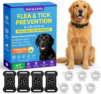 Flea and Tick Collar for Dogs Pendant, Refillable Collar Pendant Tag, Black