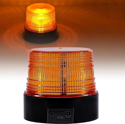 Magnetic Cordless Beacon Light,Amber Rechargeable Strobe Lights for Trucks,Portable Flashing Emergency Safety Warning