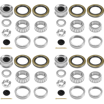 4 Sets 7,000 lb Boat Trailer Axles Bearing Kits, 25580 14125A Bearings-Double Lip Grease Seals 10-36 (or 10-10), Fits