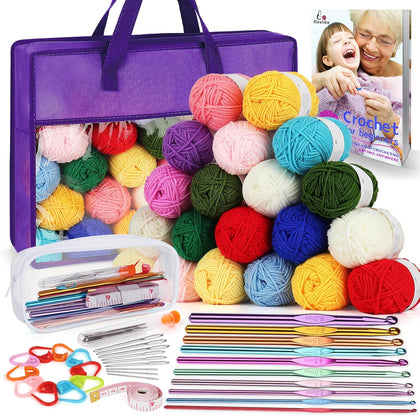 Crochet Yarn for Crocheting, Aeelike 1093 Yards Acrylic Yarn for Knitting,Full Crochet Kits for Beginners and