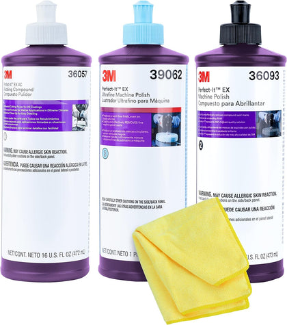 3M Perfect It Buffing and Polishing Kit | 36057 39062 36093 3M Pint Rubbing Compound, Machine Polish, Ultrafine