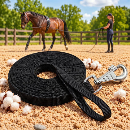 26 FT Horse Lunge Line Cotton Training Lunge Line with Heavy Snap