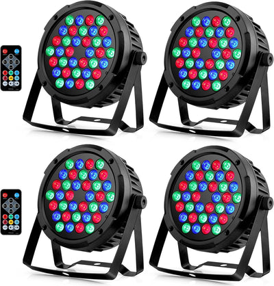 36W 36LEDs RGB Stage Par Lights by Remote DMX Control - 4Pack | Corded Electric, Sound Activated Multi Modes