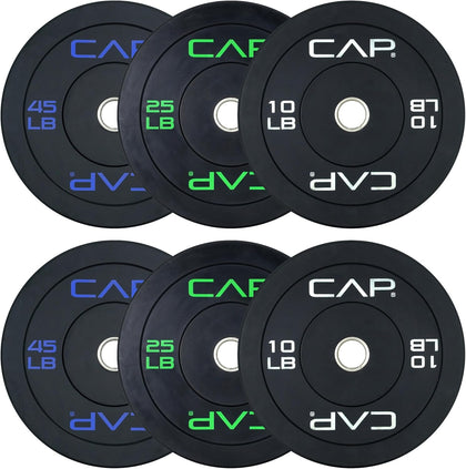 2-inch Olympic Bumper Plate Weight Set | 100-370 lbs | Multiple Colors | Storage Rack Optional
